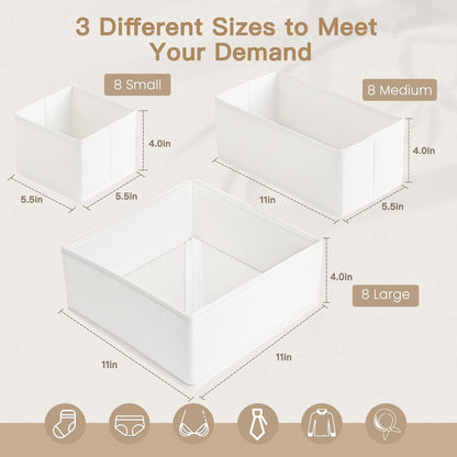 Drawer Organizer Clothes, Dresser Organizer for Baby Clothes, Underwear, Sock- Foldable Closet Organization and Storage Dividers Bins for Nursery, Bedroom and Dorm (Grey)