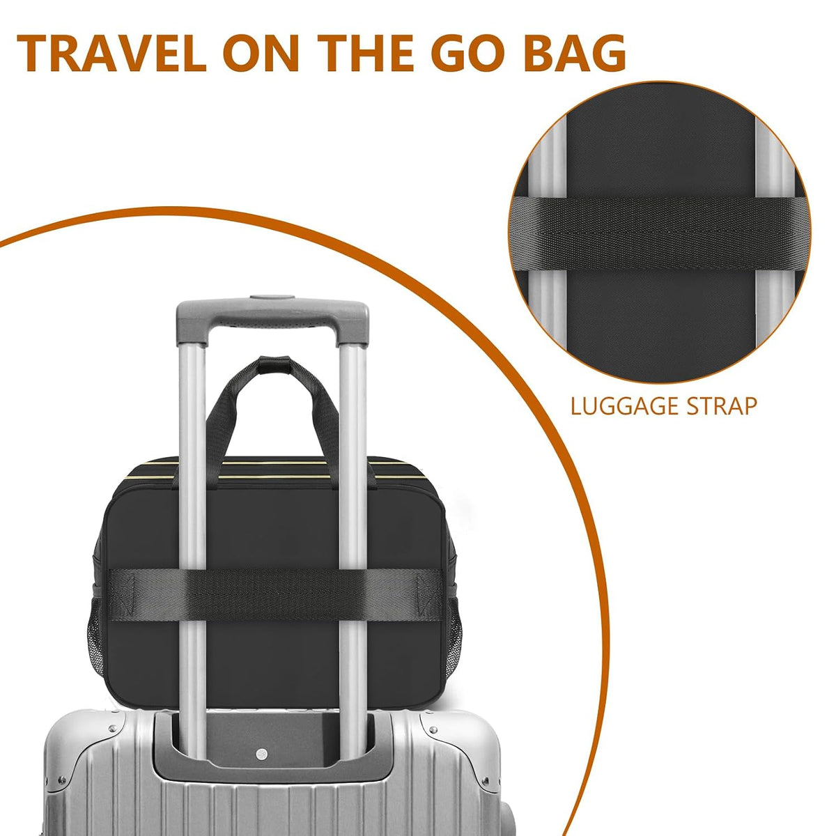 Breastmilk Cooler Travel Bag with Ice Pack, Insulated Bottle Bags with Luggage Strap, Compatible with Hands-Free Wearable Breast Pumps & Accessories, Portable Breast Pump Carrying Case for Working Mom