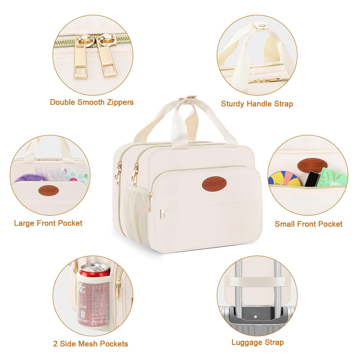 Breastmilk Cooler Travel Bag with Ice Pack, Insulated Bottle Bags with Luggage Strap, Compatible with Hands-Free Wearable Breast Pumps & Accessories, Portable Breast Pump Carrying Case for Working Mom