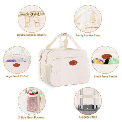 Breastmilk Cooler Travel Bag with Ice Pack, Insulated Bottle Bags with Luggage Strap, Compatible with Hands-Free Wearable Breast Pumps & Accessories, Portable Breast Pump Carrying Case for Working Mom
