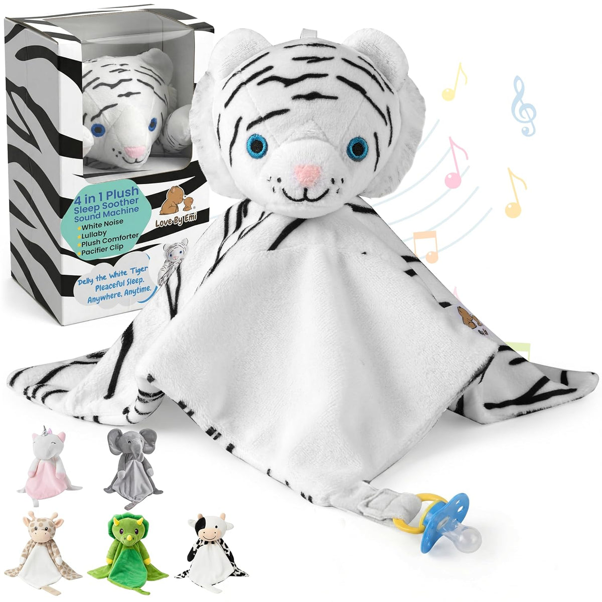 Love By Emi White Noise, Lullaby Stuffed Animal Lovey - Gift Essentials