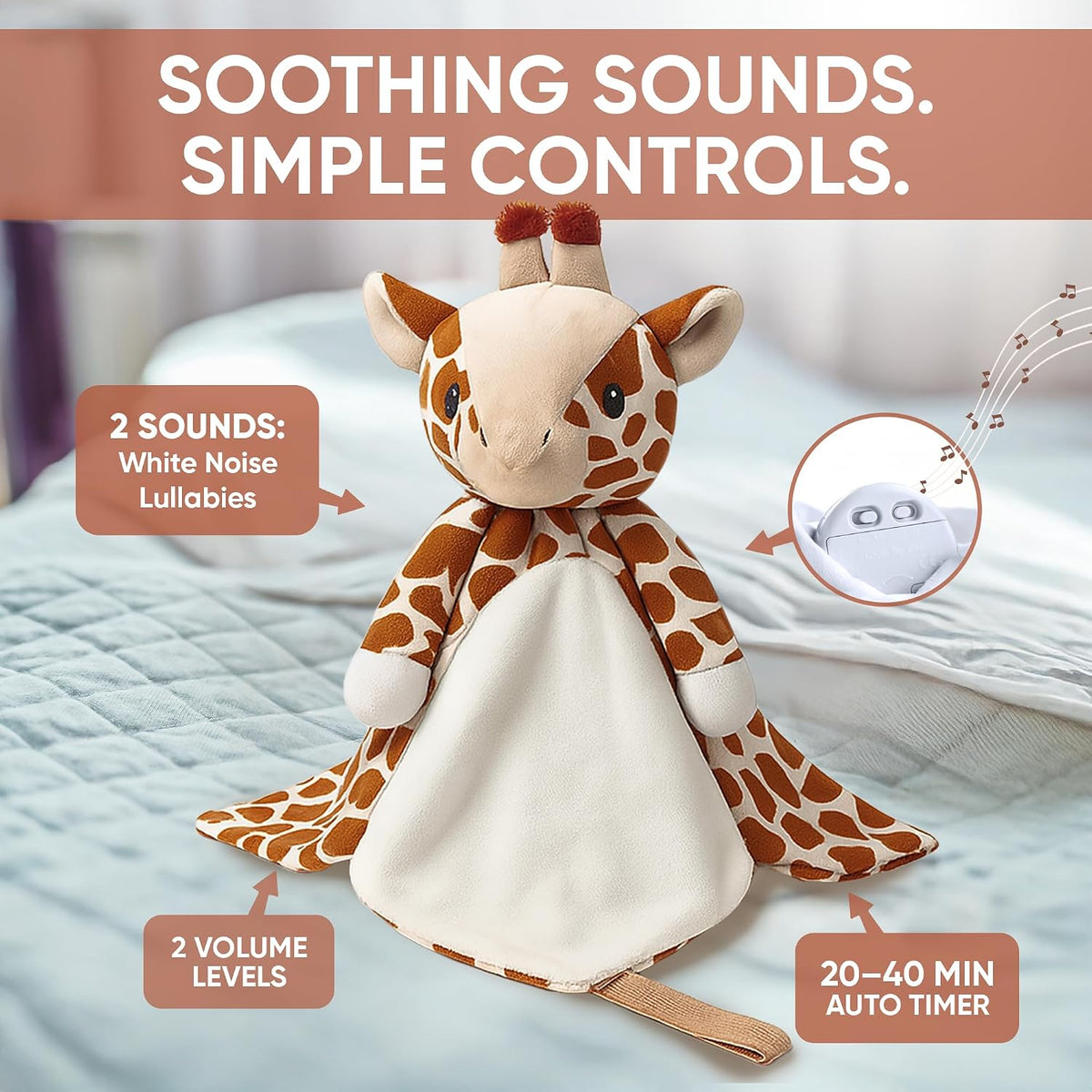 Love By Emi White Noise, Lullaby Stuffed Animal Lovey - Gift Essentials