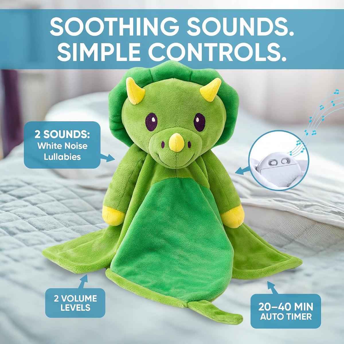 Love By Emi White Noise, Lullaby Stuffed Animal Lovey - Gift Essentials