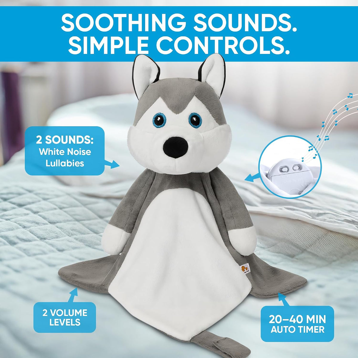 Love By Emi White Noise, Lullaby Stuffed Animal Lovey - Gift Essentials