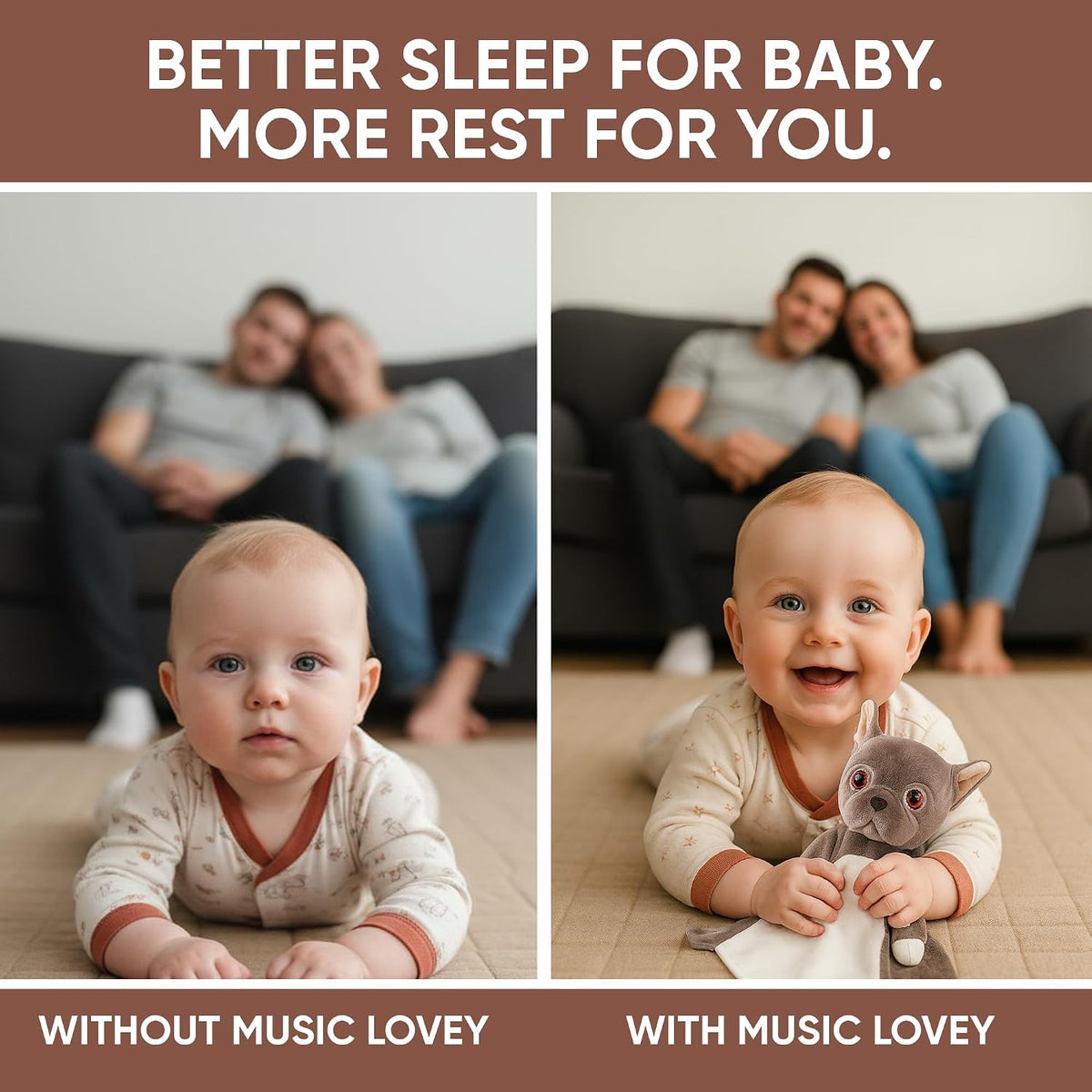Love By Emi White Noise, Lullaby Stuffed Animal Lovey - Gift Essentials