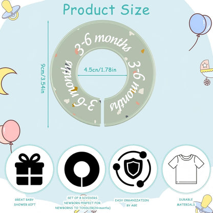 8 Pcs Infant Closet Dividers Nursery,Modern,Cool Colors