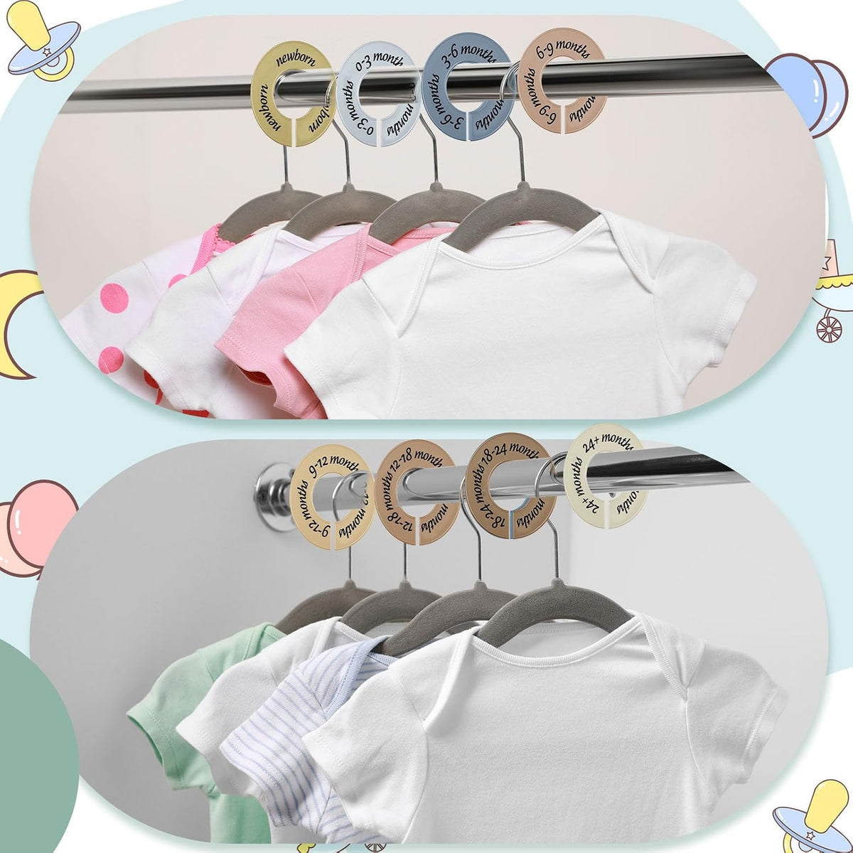 8 Pcs Infant Closet Dividers Nursery,Modern,Cool Colors