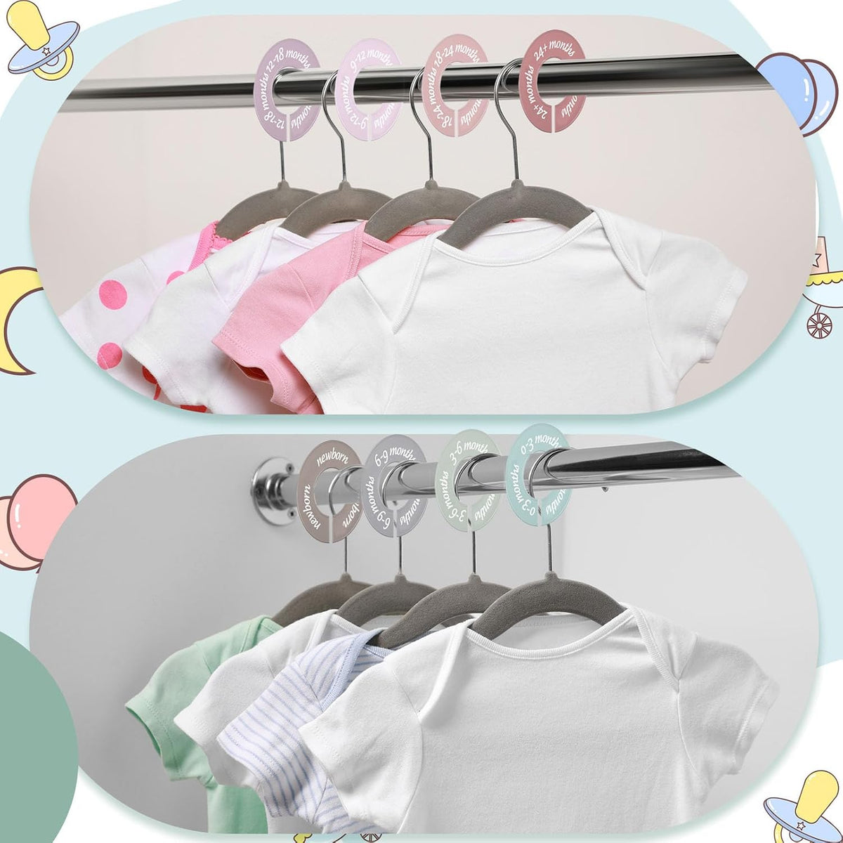 8 Pcs Infant Closet Dividers Nursery,Modern,Cool Colors