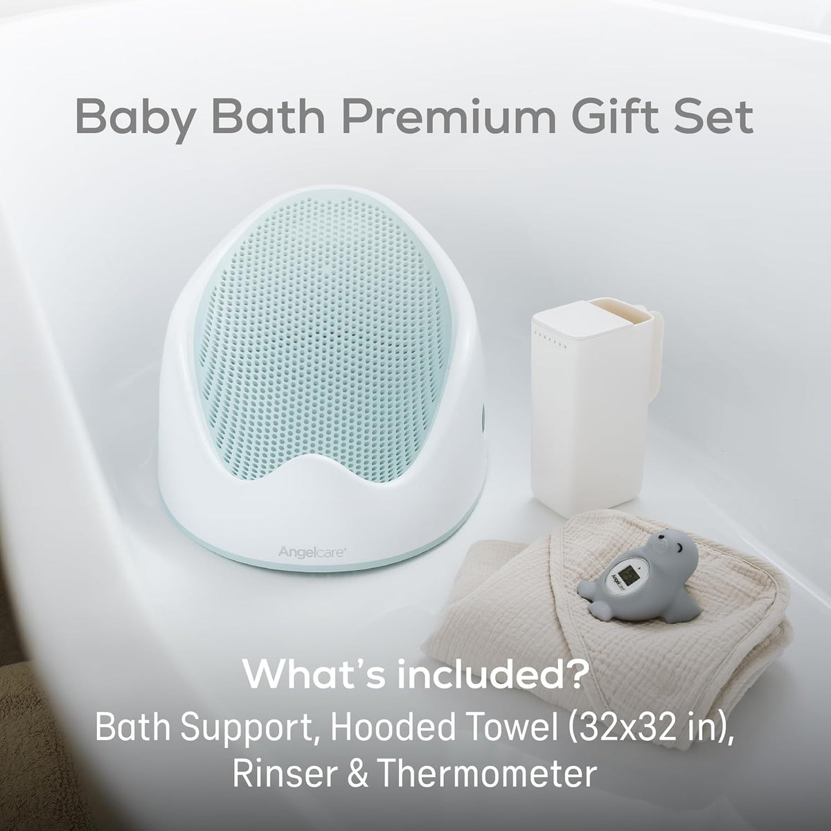 Soft-Touch Baby Bath Support & Rinser Bundle, Aqua