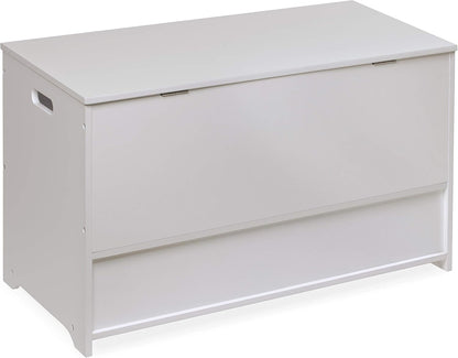 Toy Box and Storage Bench - Chest and Seat Combo with 2 Reversible Baskets, Safety Hinge Lid - Kids Toy Organizer for Playroom or Bedroom - Charcoal