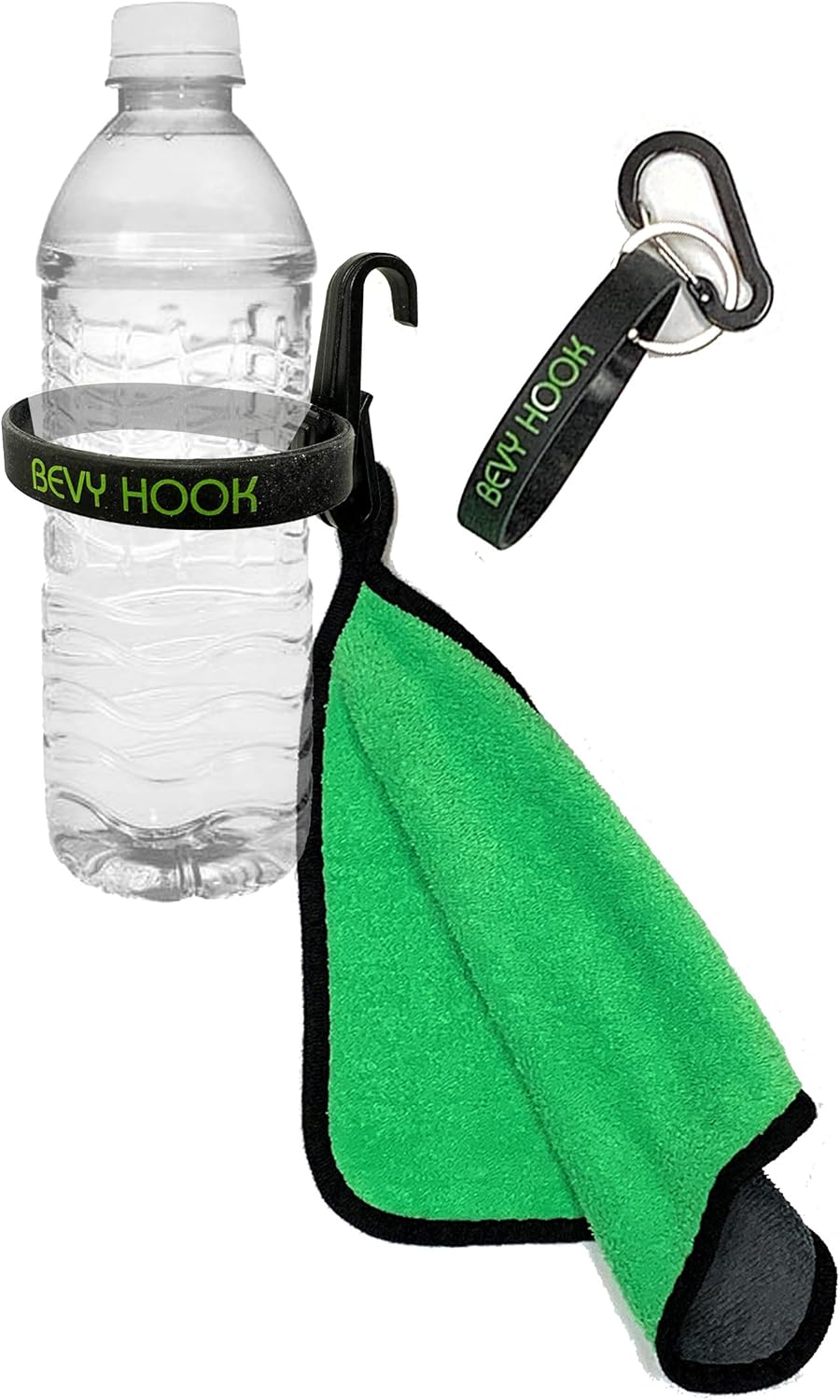 Universal Beverage Hanging Solution - 3Pcs Kit with Beverage Hook, Beverage Clip, and Random Color Microfiber Sports Towel