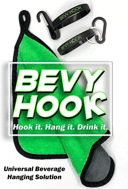 Universal Beverage Hanging Solution - 3Pcs Kit with Beverage Hook, Beverage Clip, and Random Color Microfiber Sports Towel