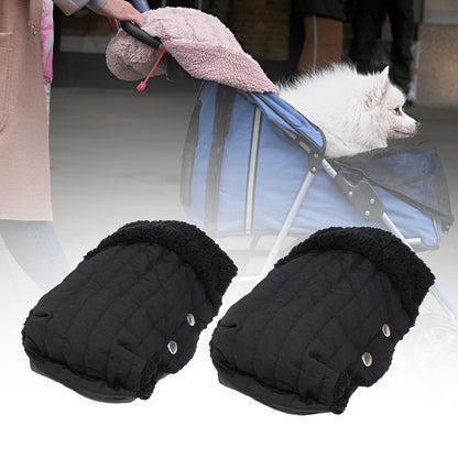 Pushchair Gloves Fleece Pram Hand Warmer Breathable Waterproof Windproof Pram Muff Handmuff Warm Gloves Universal Material for Walking Outdoors Cold W, Black