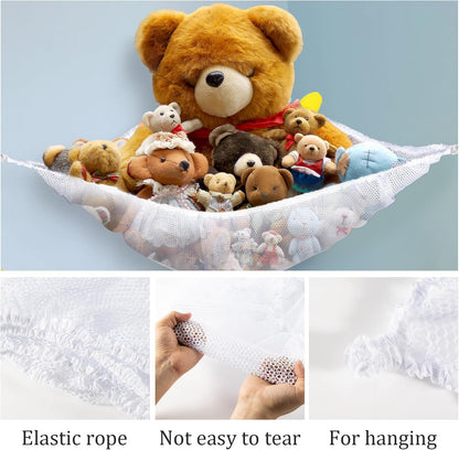 MAQIHAN Stuffed Animal Net or Hammock - Storage Ideas for Plushies, Teddy Bears, and Toys - Corner Organizer Holder (Medium)