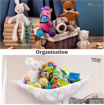 MAQIHAN Stuffed Animal Net or Hammock - Storage Ideas for Plushies, Teddy Bears, and Toys - Corner Organizer Holder (Medium)