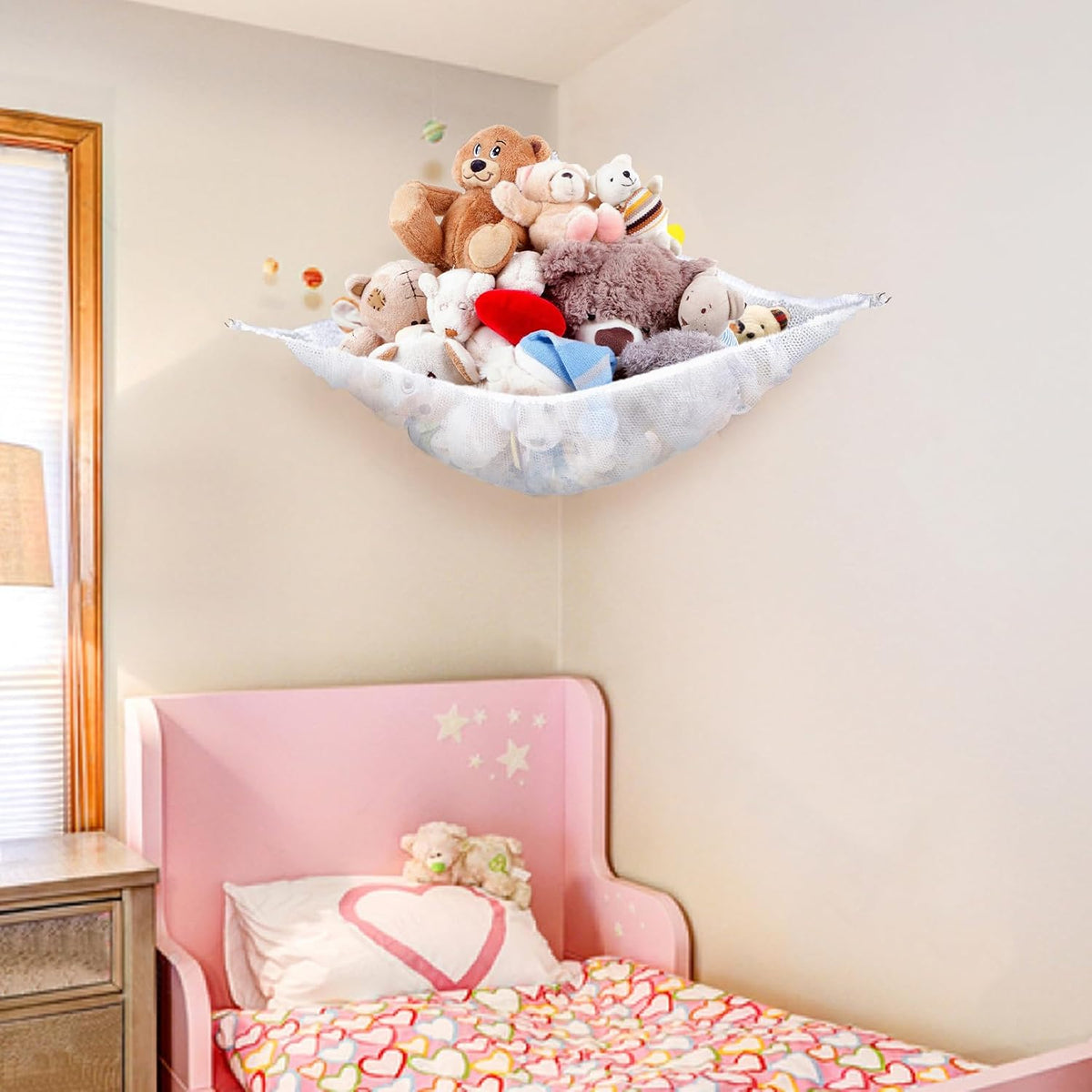 MAQIHAN Stuffed Animal Net or Hammock - Storage Ideas for Plushies, Teddy Bears, and Toys - Corner Organizer Holder (Medium)