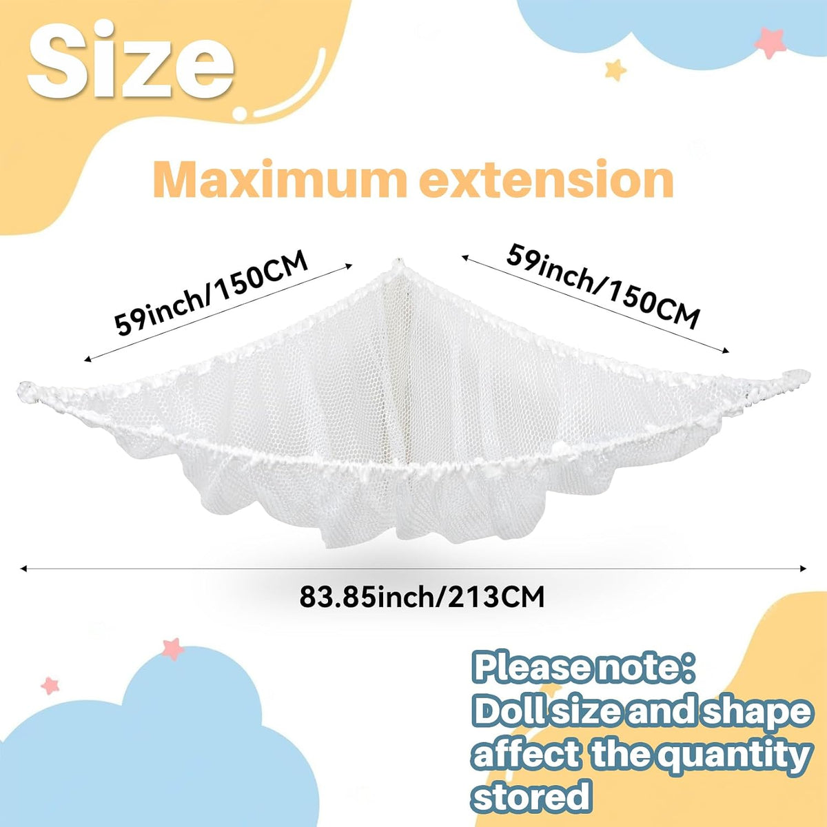 MAQIHAN Stuffed Animal Net or Hammock - Storage Ideas for Plushies, Teddy Bears, and Toys - Corner Organizer Holder (Medium)
