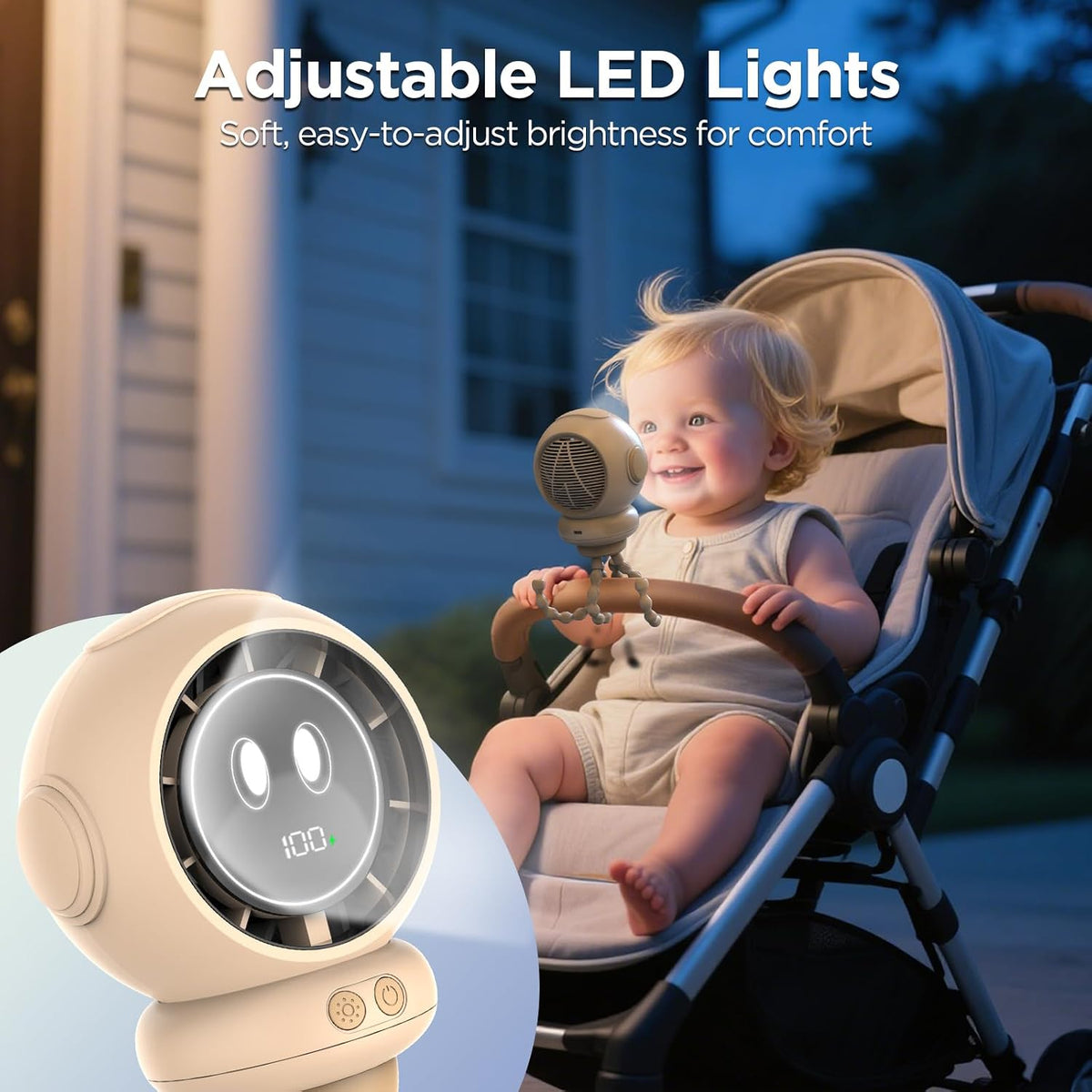 Stroller Fan, 6000 mAh Clip On Fan for Baby, Portable Rechargeable