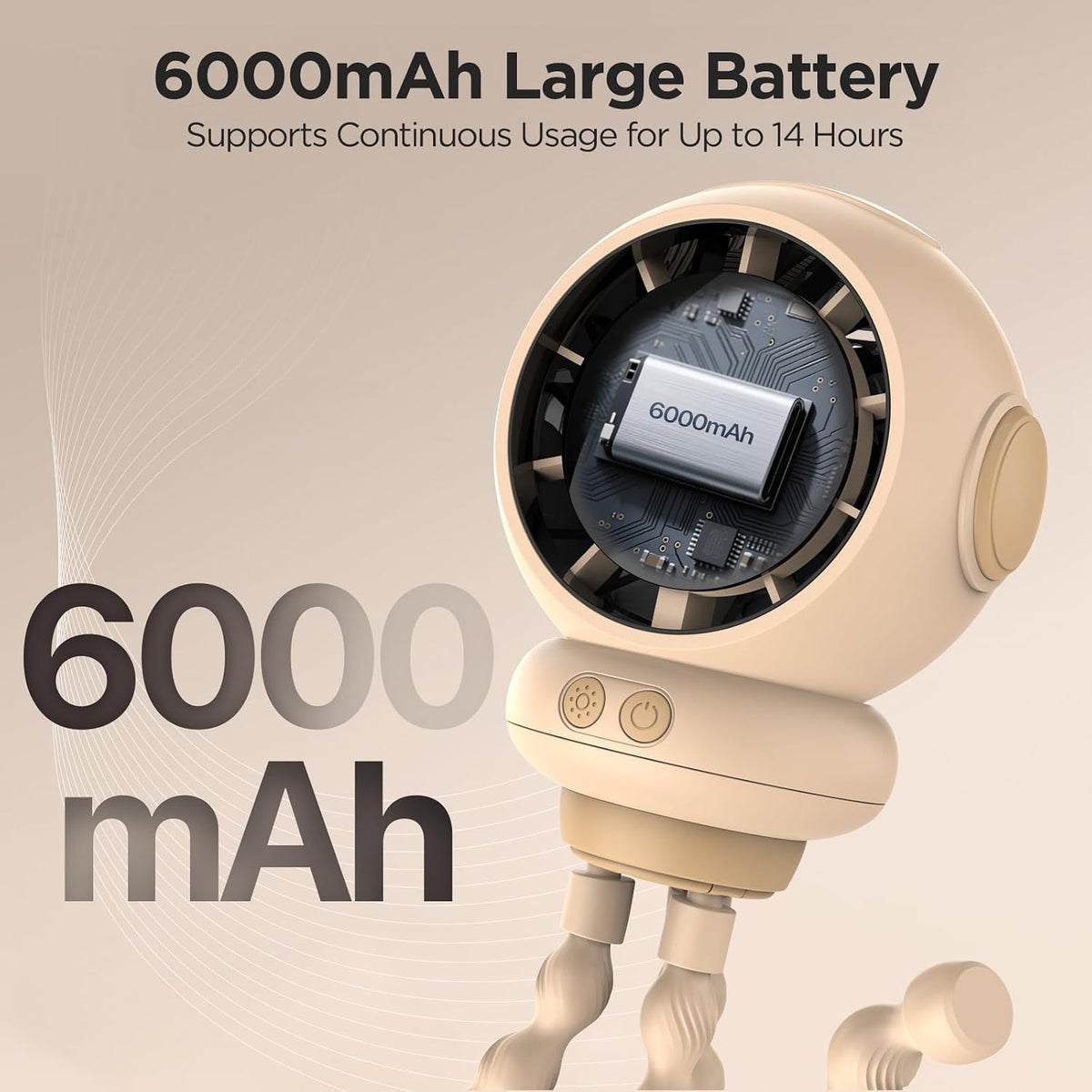 Stroller Fan, 6000 mAh Clip On Fan for Baby, Portable Rechargeable
