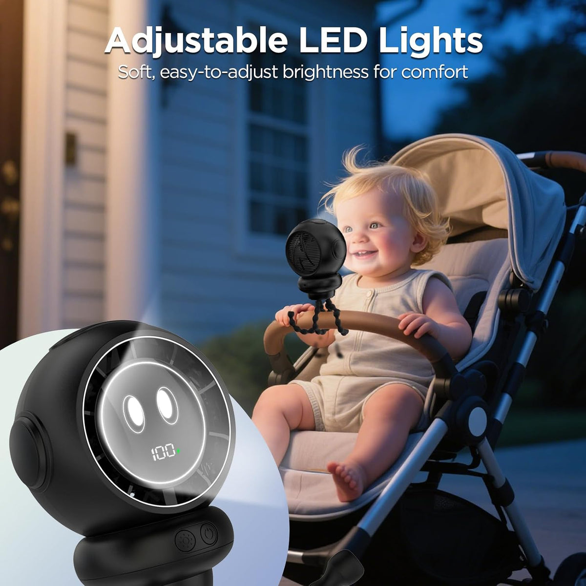 Stroller Fan, 6000 mAh Clip On Fan for Baby, Portable Rechargeable