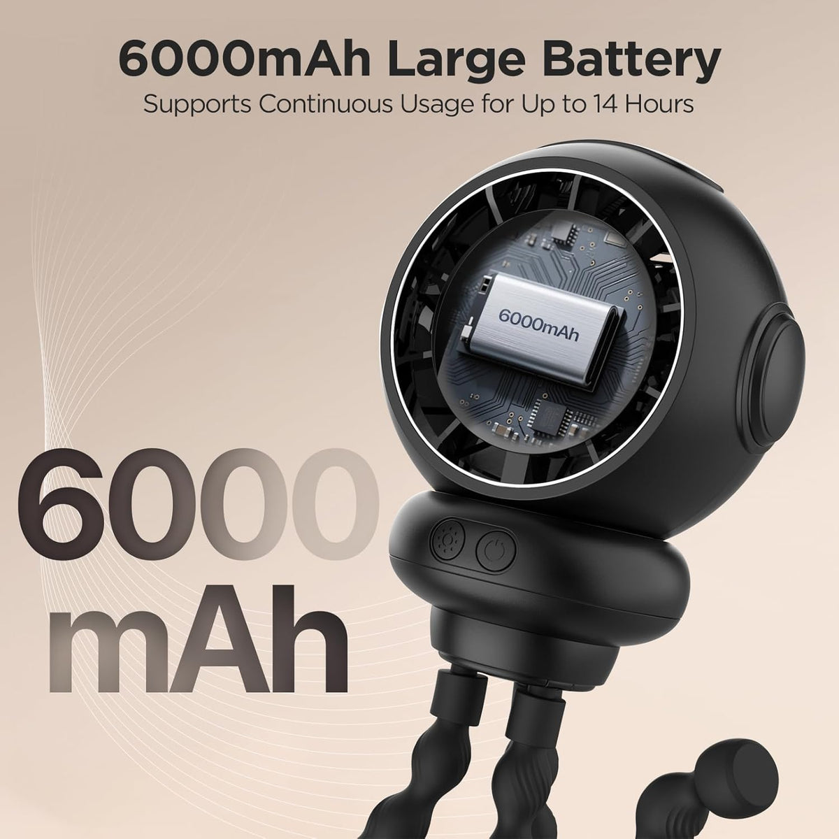 Stroller Fan, 6000 mAh Clip On Fan for Baby, Portable Rechargeable