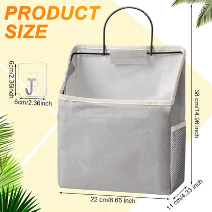 6 Pack Wall Hanging Storage Basket Bathroom Closet Hanging Storage Bag over the Door Organizer Basket Bedroom Wall Organizer Waterproof Linen Cotton Box Containers and 10 Hooks(White)