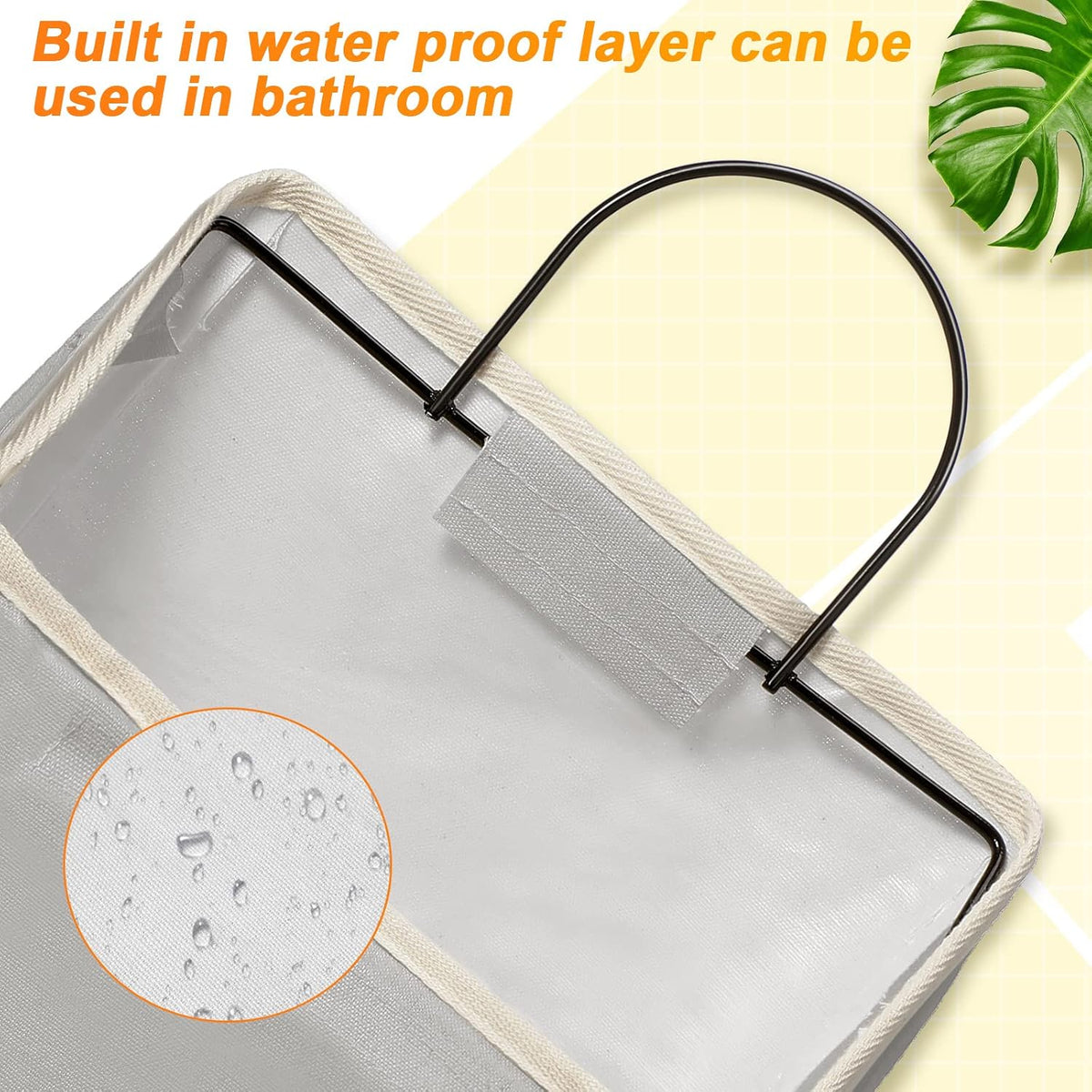6 Pack Wall Hanging Storage Basket Bathroom Closet Hanging Storage Bag over the Door Organizer Basket Bedroom Wall Organizer Waterproof Linen Cotton Box Containers and 10 Hooks(White)