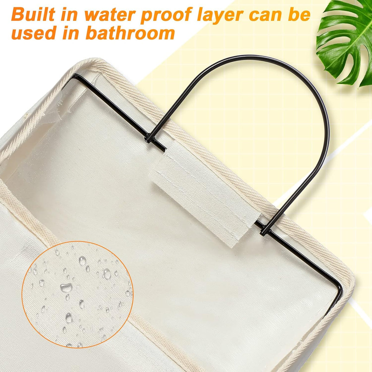 6 Pack Wall Hanging Storage Basket Bathroom Closet Hanging Storage Bag over the Door Organizer Basket Bedroom Wall Organizer Waterproof Linen Cotton Box Containers and 10 Hooks(White)