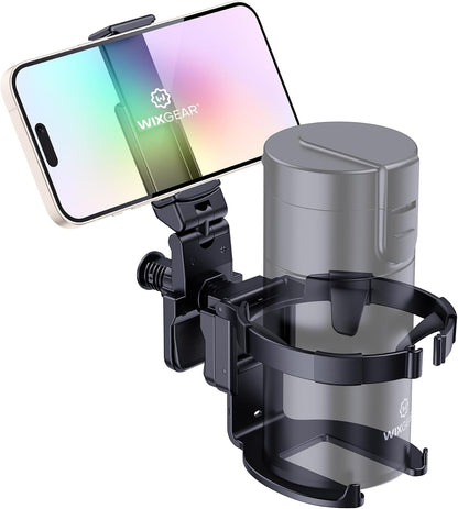 Stroller Cup Holder with Phone Stand, Cup Holder for Walker and Wheelchair, Versatile Cup Phone Holder for Stroller, Easy Install and Secure Grip for Mobility Aids