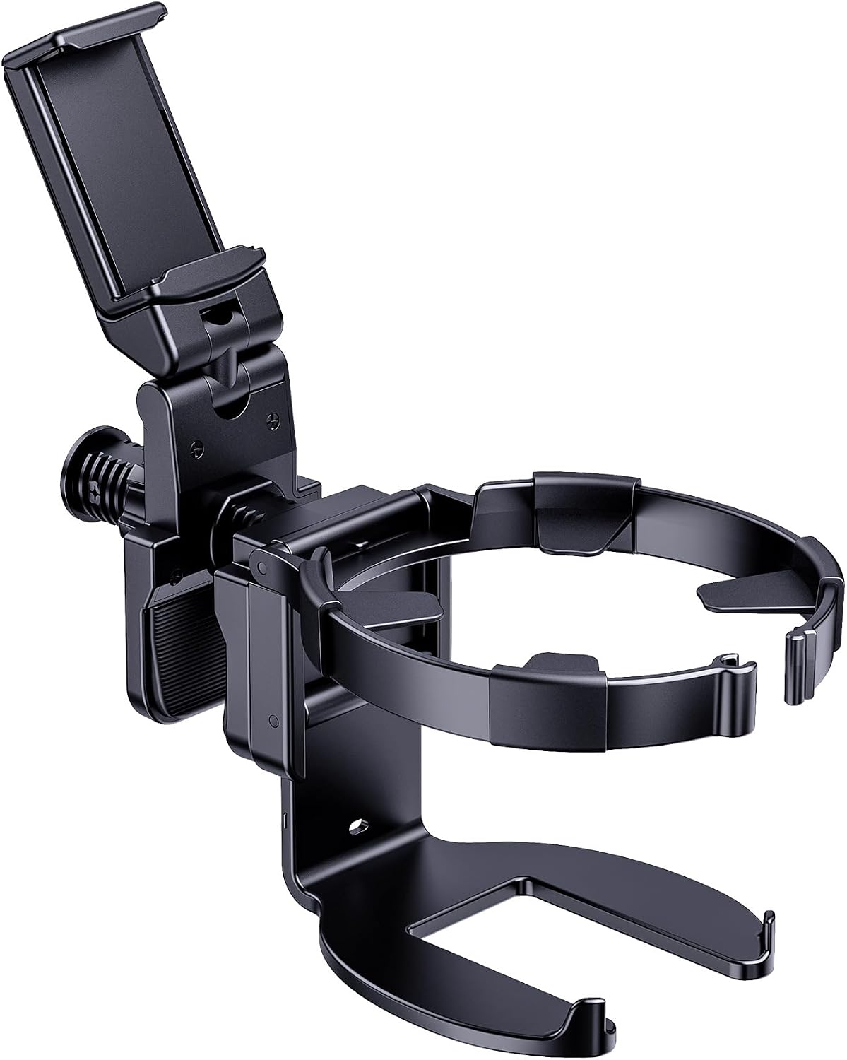 Stroller Cup Holder with Phone Stand, Cup Holder for Walker and Wheelchair, Versatile Cup Phone Holder for Stroller, Easy Install and Secure Grip for Mobility Aids
