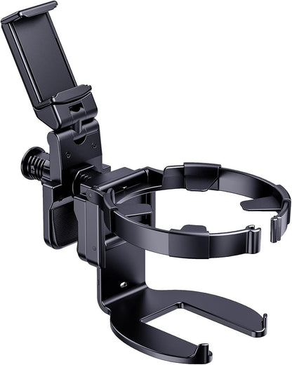 Stroller Cup Holder with Phone Stand, Cup Holder for Walker and Wheelchair, Versatile Cup Phone Holder for Stroller, Easy Install and Secure Grip for Mobility Aids