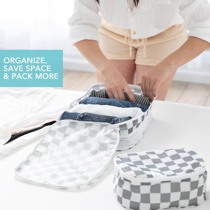 Packing Cubes for Travel Bag, Organize Luggage with Compression Bags, Essential Traveling Accessories to Pack Carry On Suitcase, Must for Clothes or Toiletries, Set of 2 Sizes, Palm Trees