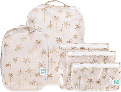 Packing Cubes for Travel Bag, Organize Luggage with Compression Bags, Essential Traveling Accessories to Pack Carry On Suitcase, Must for Clothes or Toiletries, Set of 2 Sizes, Palm Trees