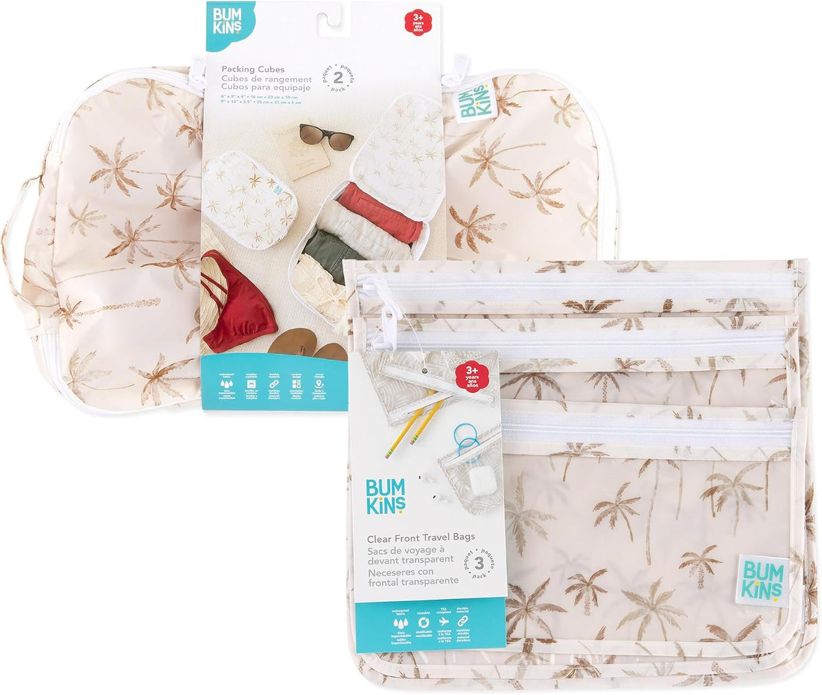 Packing Cubes for Travel Bag, Organize Luggage with Compression Bags, Essential Traveling Accessories to Pack Carry On Suitcase, Must for Clothes or Toiletries, Set of 2 Sizes, Palm Trees