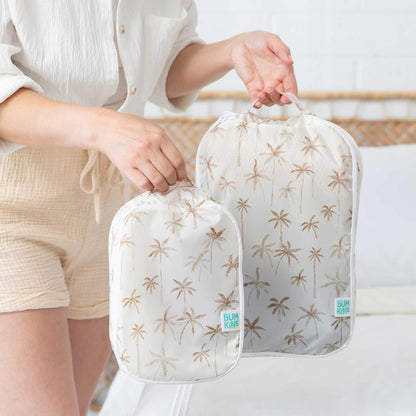 Packing Cubes for Travel Bag, Organize Luggage with Compression Bags, Essential Traveling Accessories to Pack Carry On Suitcase, Must for Clothes or Toiletries, Set of 2 Sizes, Palm Trees