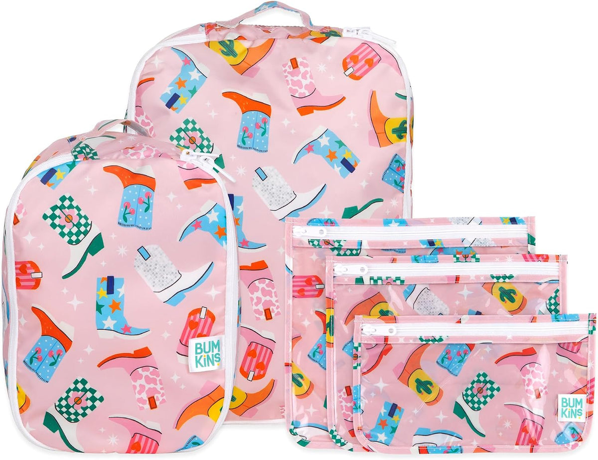 Packing Cubes for Travel Bag, Organize Luggage with Compression Bags, Essential Traveling Accessories to Pack Carry On Suitcase, Must for Clothes or Toiletries, Set of 2 Sizes, Palm Trees