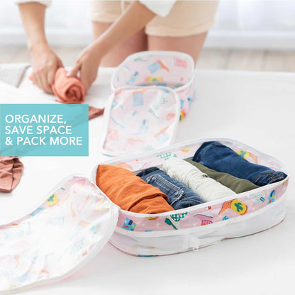 Packing Cubes for Travel Bag, Organize Luggage with Compression Bags, Essential Traveling Accessories to Pack Carry On Suitcase, Must for Clothes or Toiletries, Set of 2 Sizes, Palm Trees