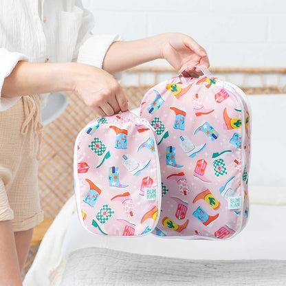 Packing Cubes for Travel Bag, Organize Luggage with Compression Bags, Essential Traveling Accessories to Pack Carry On Suitcase, Must for Clothes or Toiletries, Set of 2 Sizes, Palm Trees