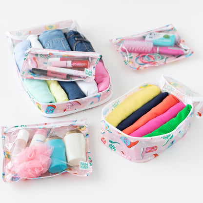 Packing Cubes for Travel Bag, Organize Luggage with Compression Bags, Essential Traveling Accessories to Pack Carry On Suitcase, Must for Clothes or Toiletries, Set of 2 Sizes, Palm Trees