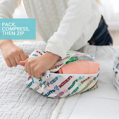 Packing Cubes for Travel Bag, Organize Luggage with Compression Bags, Essential Traveling Accessories to Pack Carry On Suitcase, Must for Clothes or Toiletries, Set of 2 Sizes, Palm Trees