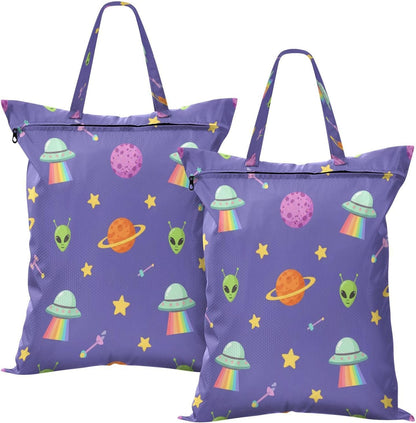 Space Aliens Waterproof Travel Laundry Bag Reusable 2-Pack