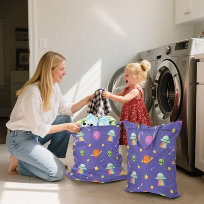 Space Aliens Waterproof Travel Laundry Bag Reusable 2-Pack