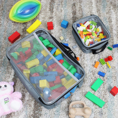 5 PCS Magnetic Tile Storage Bags - Organizer Toy Bags for Travel, Legos, Blocks, Puzzles, Tonies, Board Games (2 Sizes)