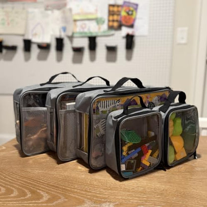 5 PCS Magnetic Tile Storage Bags - Organizer Toy Bags for Travel, Legos, Blocks, Puzzles, Tonies, Board Games (2 Sizes)