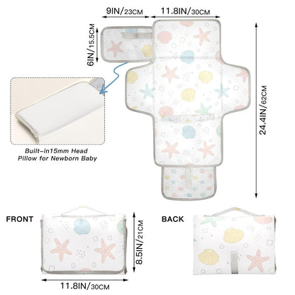 Seashells Starfish Pattern Portable Diaper Changing Pad Pram