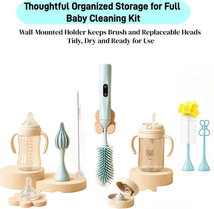 Electric Bottle Brush, Rechargeable Auto Spinning Bottle Cleaner, All-in-One Cleaning Kit with Multi Brush Heads & Stir Stick for Baby Bottles & Drinkware, Great Household Helper and Ideal Gift