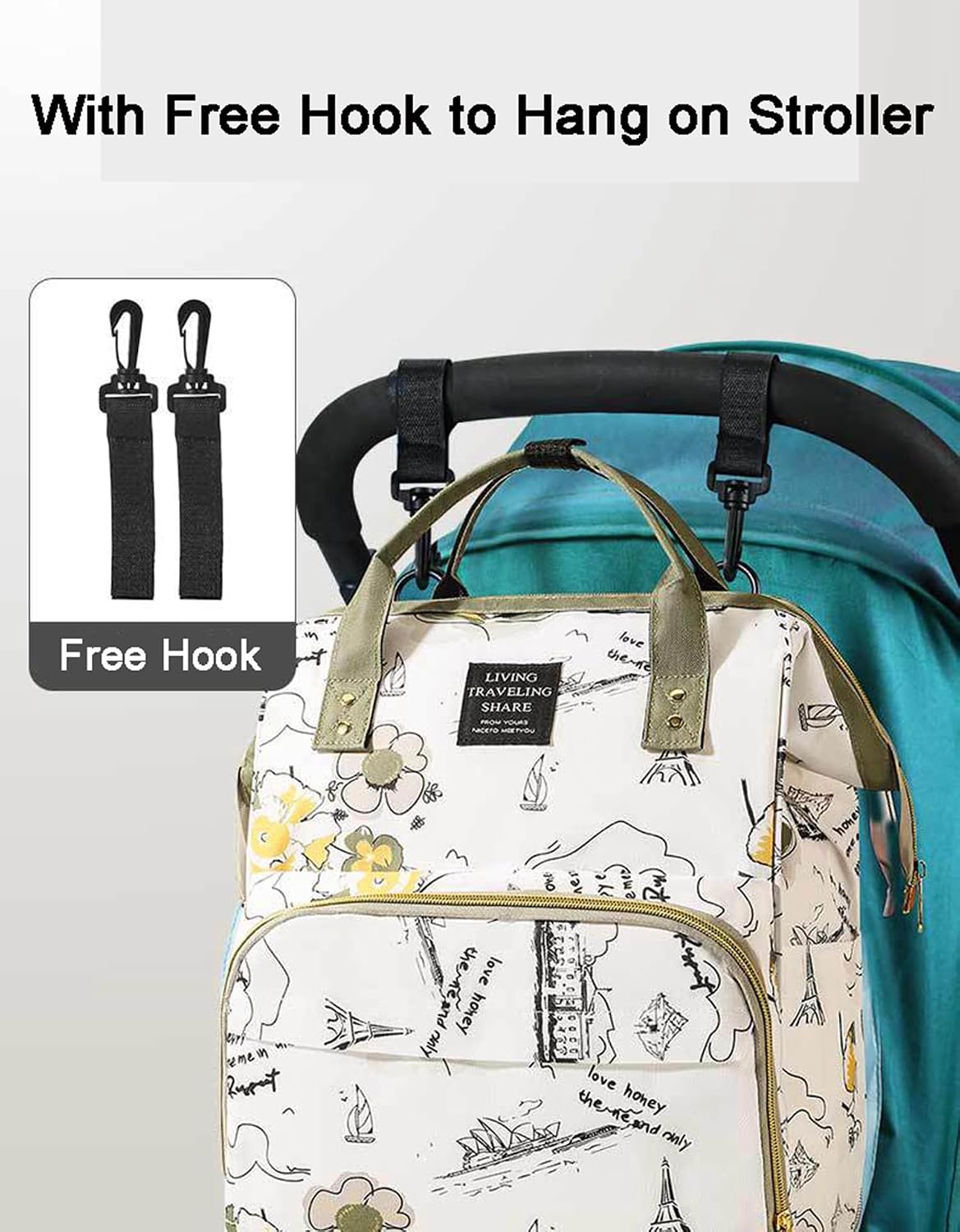 Diaper Bag Backpack with Insulated Pockets, Stroller Straps, USB Charging Port, Large Lightweight Diaper Bag for Girls Boys