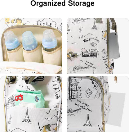 Diaper Bag Backpack with Insulated Pockets, Stroller Straps, USB Charging Port, Large Lightweight Diaper Bag for Girls Boys