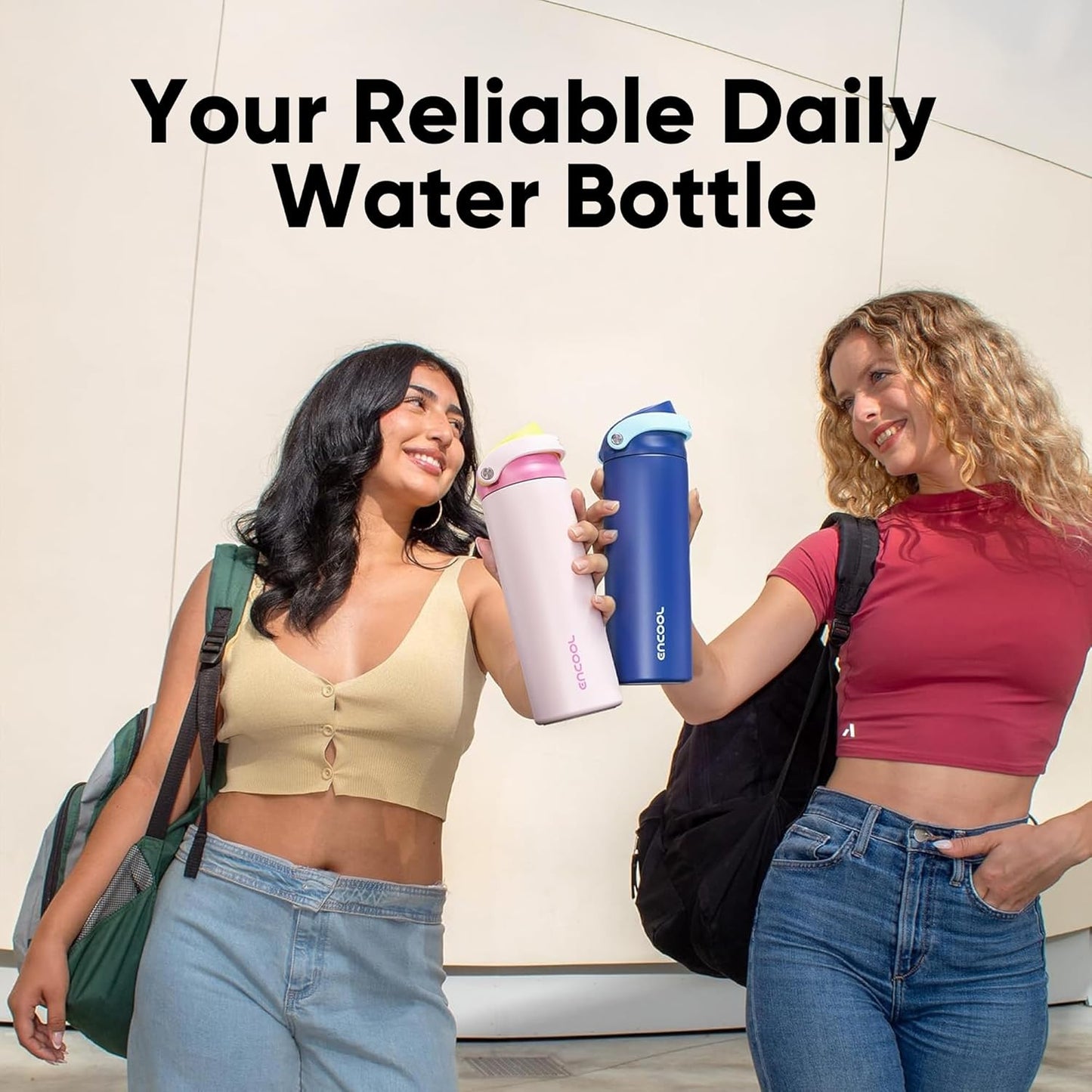 Leakproof Insulated Water Bottle with Straw Dual-Sip Water Bottle Bag-Safe Design for Work, Commute & Gym – Keeps Drinks Cold All Day, 24 oz, Clay Grey - Colors A