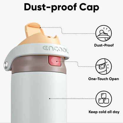 Leakproof Insulated Water Bottle with Straw Dual-Sip Water Bottle Bag-Safe Design for Work, Commute & Gym – Keeps Drinks Cold All Day, 24 oz, Clay Grey - Colors A